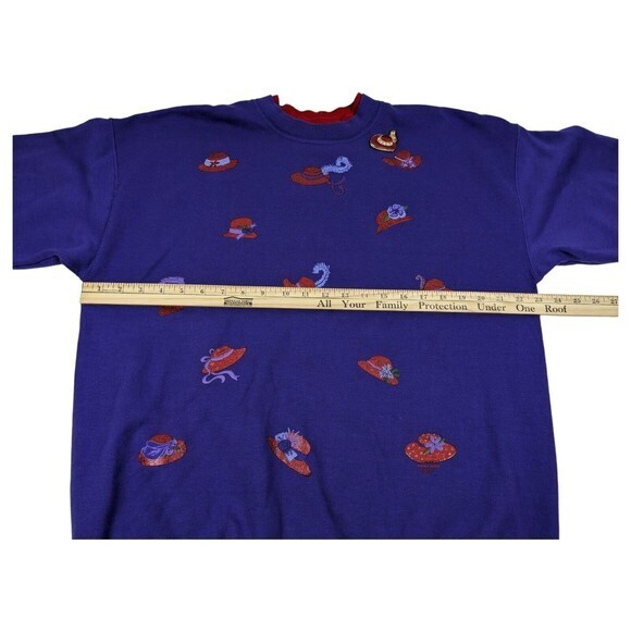 Vintage Artisans Sweatshirt All Over Print Sun Hat w/ brooch - Picture 8 of 10